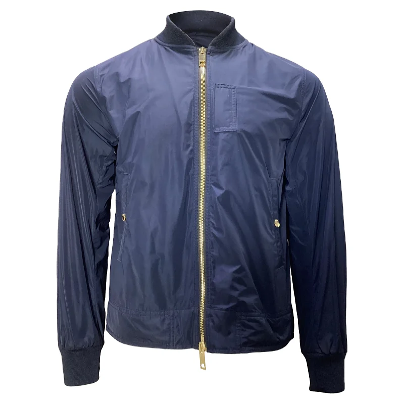 Burberry Bomber Jacket in Navy Blue Polyester