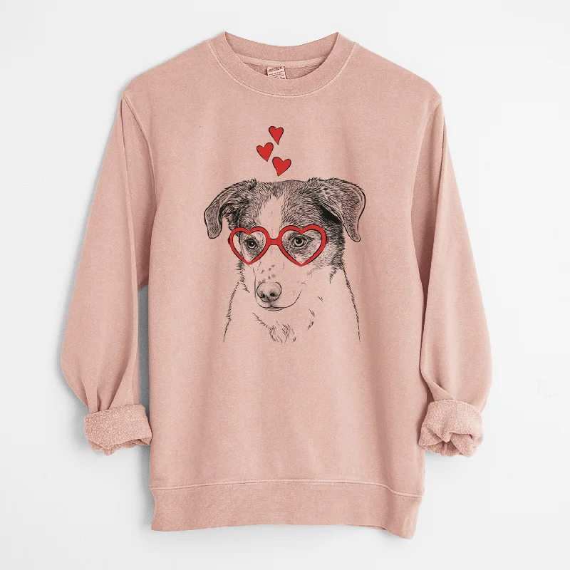 zip-up gym hoodieValentine Coco the Beagle Mix - Unisex Pigment Dyed Crew Sweatshirt