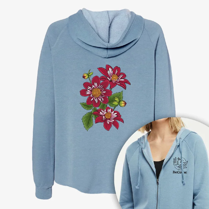 cozy gym sweatshirtDahlia Collarette - Night Butterfly - Women's Cali Wave Zip-Up Sweatshirt