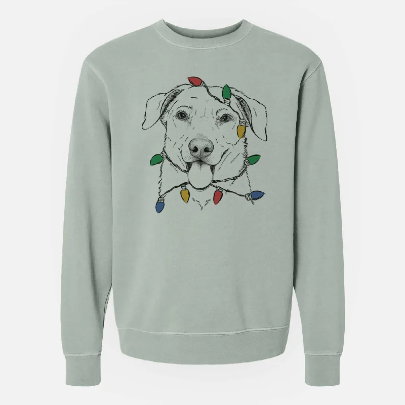 premium athletic sweatshirtChristmas Lights Hudson the Shepherd - Unisex Pigment Dyed Crew Sweatshirt