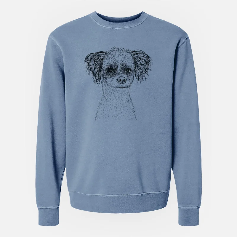 minimalistic workout hoodieBare Finley the Papillon Mix - Unisex Pigment Dyed Crew Sweatshirt