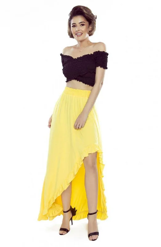 minimalistic dressBergamo 426-1 Asymmetrical maxi skirt with a frill - lemon