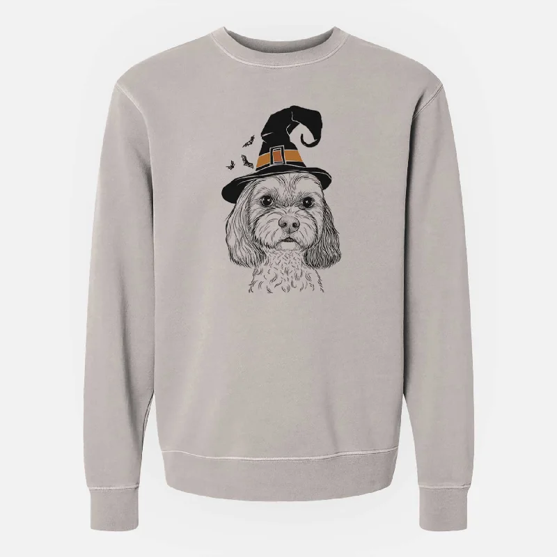 trendy fitness sweatshirtWitch Jasper Diggins the Cavapoo - Unisex Pigment Dyed Crew Sweatshirt