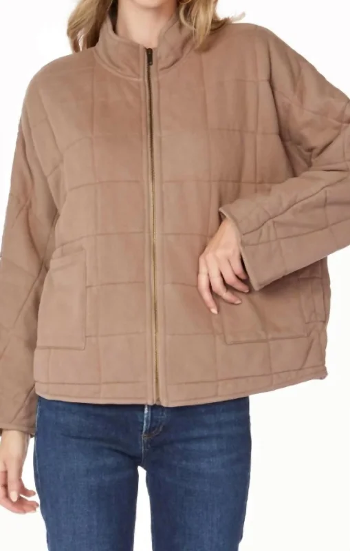 Mockneck Straight Sleeve Jacket In Hazelnut