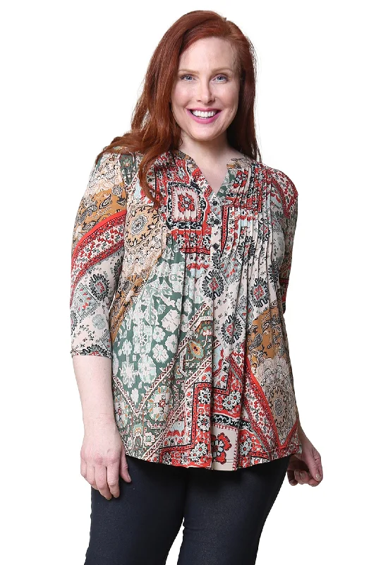 pleated maxi dressPlus Size La Cera Persian Paisley Print Tunic