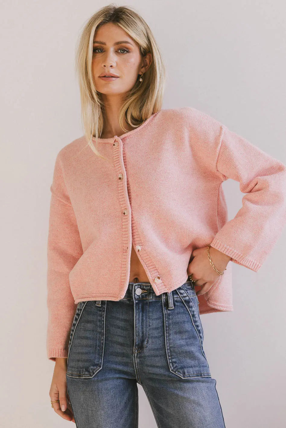 long-sleeve coatCarlie Knit Cardigan in Pink