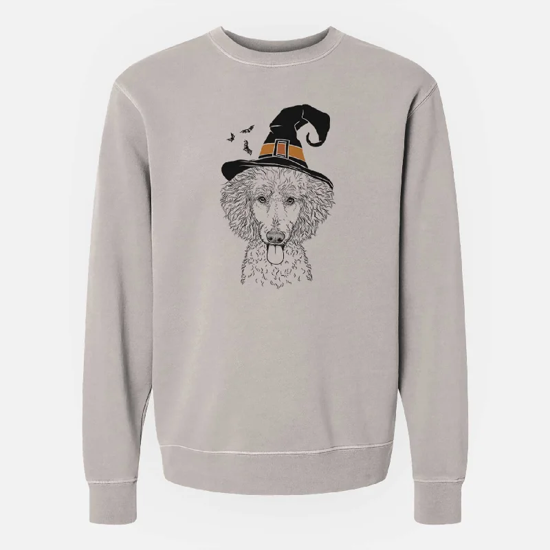 breathable gym hoodieWitch Henry the White Standard Poodle - Unisex Pigment Dyed Crew Sweatshirt