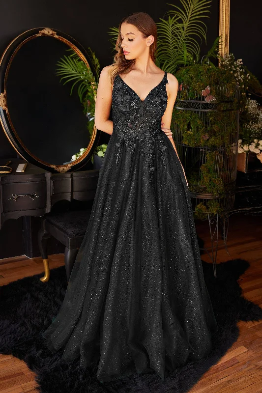 pleated dressLace Floral A-Line Vintage Applique Floral V-neck Bodice Long Prom & Bridesmaid Dress CDCD0181