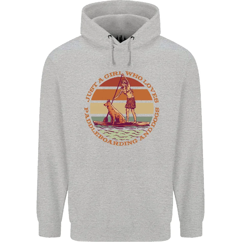 classic hoodieA Girl Who Loves Paddleboarding and Dogs Mens 80% Cotton Hoodie