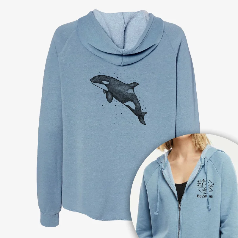 loose fit sports sweatshirtOrca Whale - Women's Cali Wave Zip-Up Sweatshirt