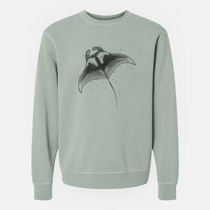 modern sports hoodieReef Manta Ray - Ꮇonula alfredi - Unisex Pigment Dyed Crew Sweatshirt