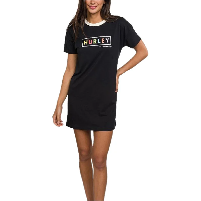 fitted dressHurley Womens Ringer Tee Jersey Dress, Black, Small