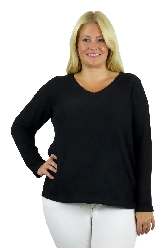 velvet dressV-Neck Comfort Collection Long Sleeve Top - Plus Size