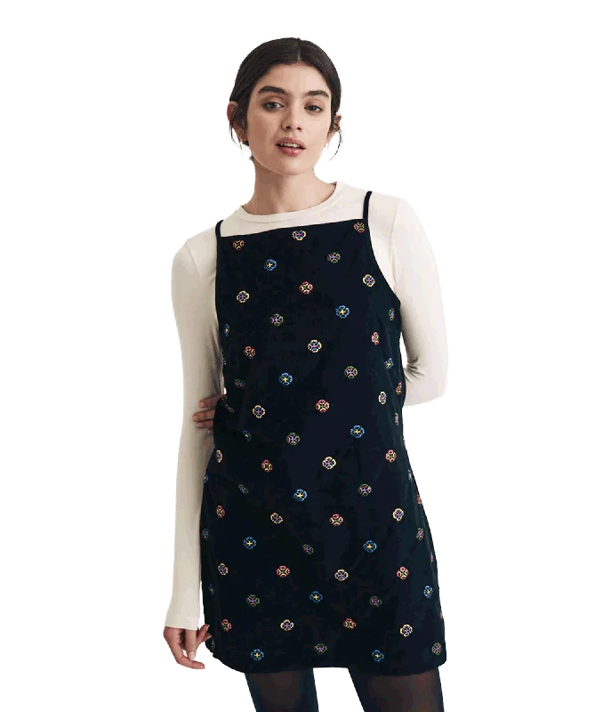 insulated trench coatCord Pepper Mini Pinafore Dress - Black