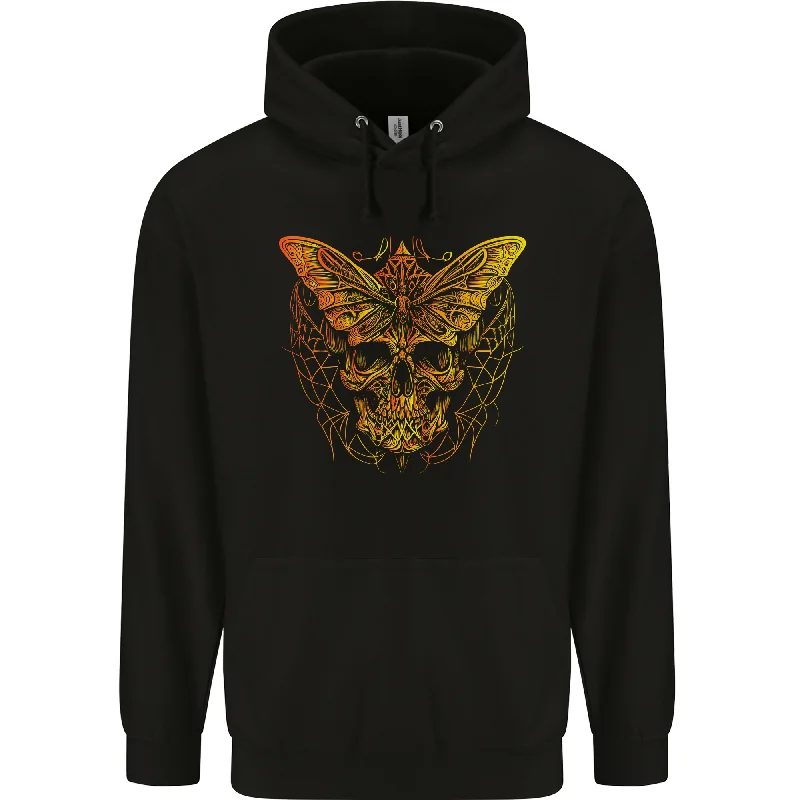 comfortable stylish hoodieA Golden Moth Skull Mens 80% Cotton Hoodie