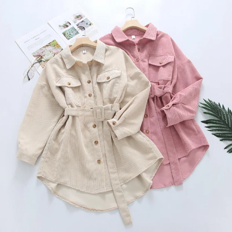 modern outerwearCute long sleeve pink shirt apricot shirt     S497