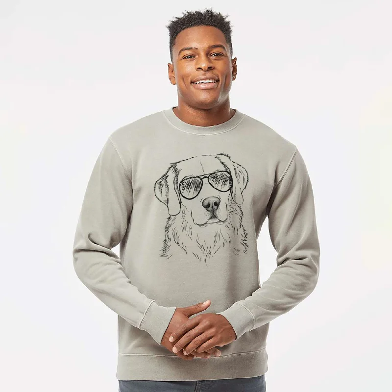 bold fitness hoodieAviator Kula the Golden Retriever - Unisex Pigment Dyed Crew Sweatshirt