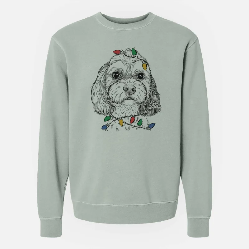 stylish performance hoodieChristmas Lights Jasper Diggins the Cavapoo - Unisex Pigment Dyed Crew Sweatshirt