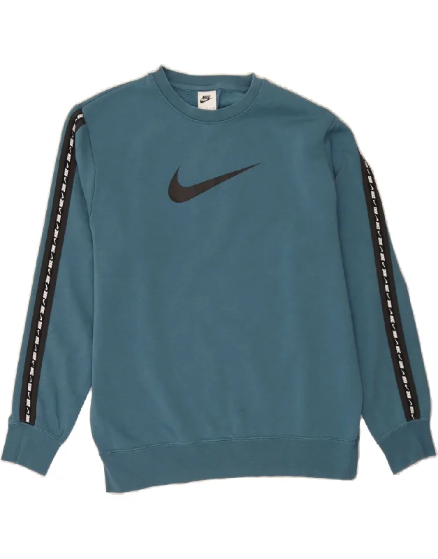 NIKE Mens Graphic Sweatshirt Jumper Medium Blue Cotton