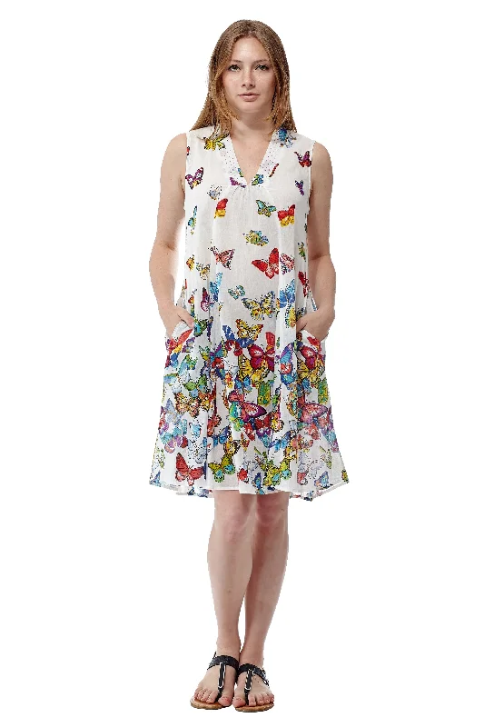 printed dressLa Cera Sleeveless Butterfly Printed Dress