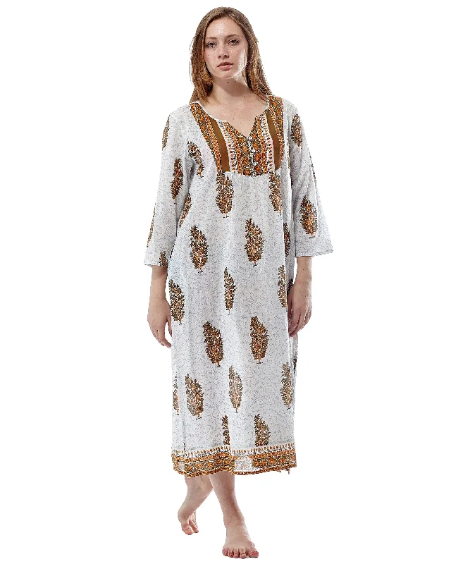 chic dressLa Cera Long Sleeve Printed Caftan