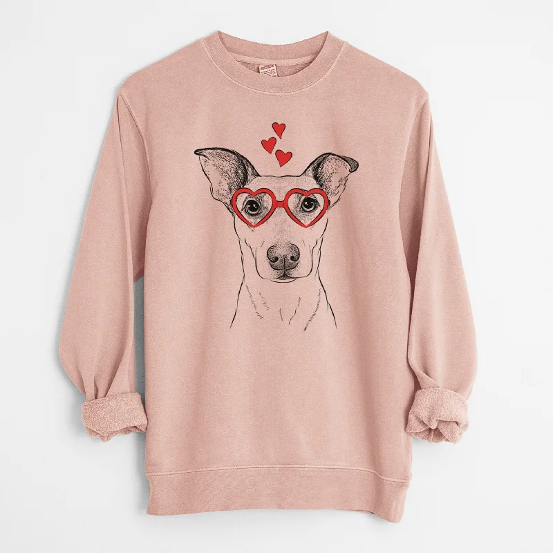 stylish athletic hoodieValentine Georgie Rat the Terrier Mix - Unisex Pigment Dyed Crew Sweatshirt