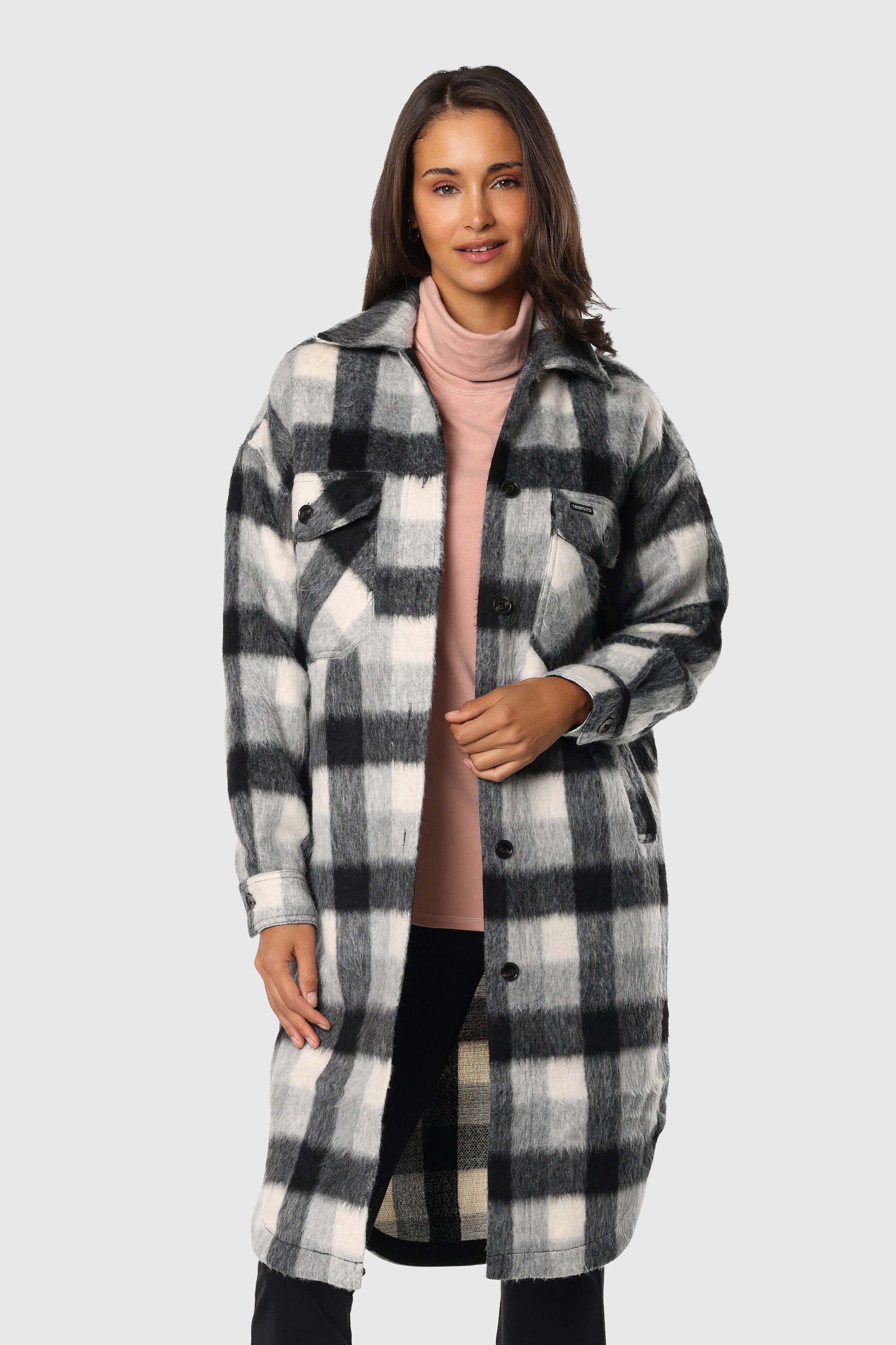 fashion coat with hoodSuper Long Shacket