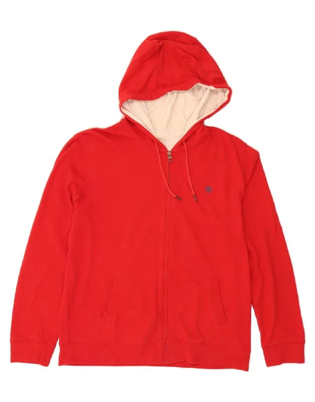 TIMBERLAND Mens Regular Fit Hoodie Jumper XL Red Cotton