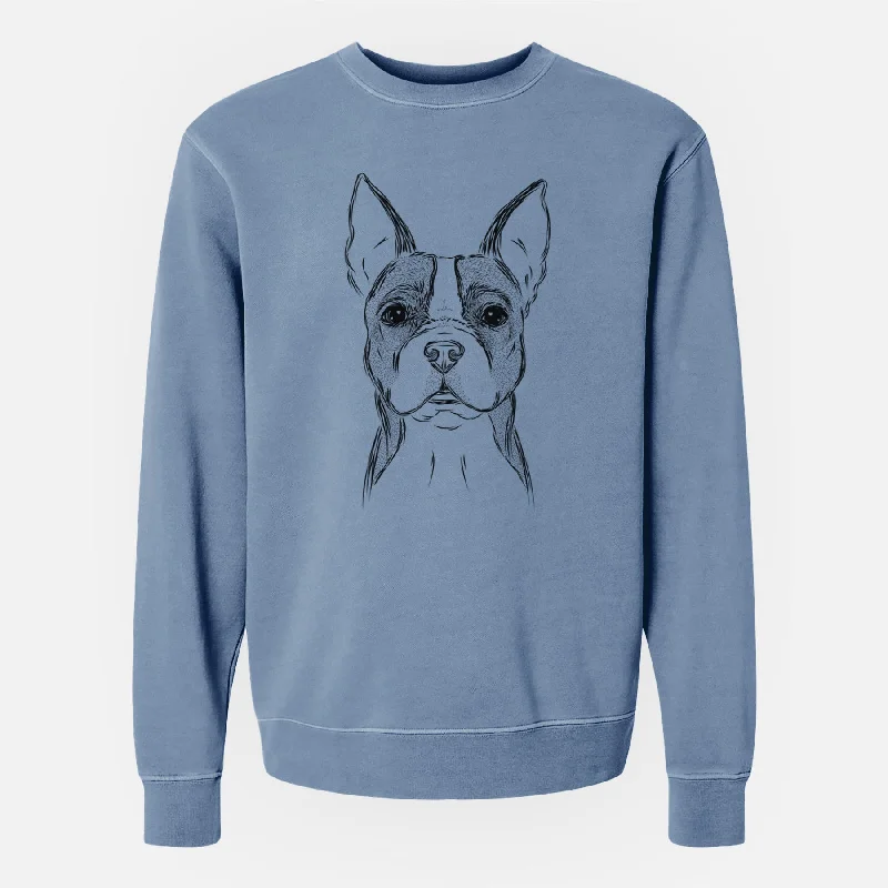 lightweight workout sweatshirtBare Scout the Boston Terrier - Unisex Pigment Dyed Crew Sweatshirt