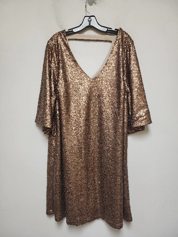 playful dressDress Casual Midi By Just Fab In Bronze, Size: 2x