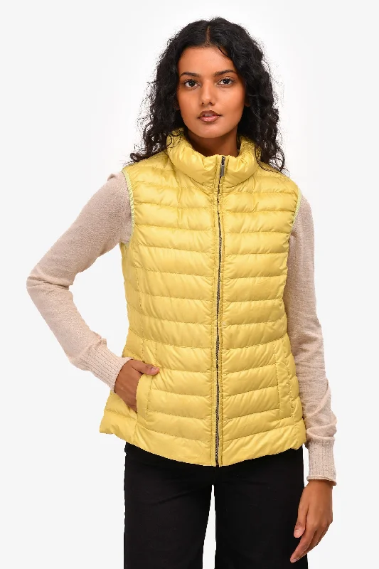 windbreaker jacketWeekend Max Mara Yellow Thin Puff Vest Size 8