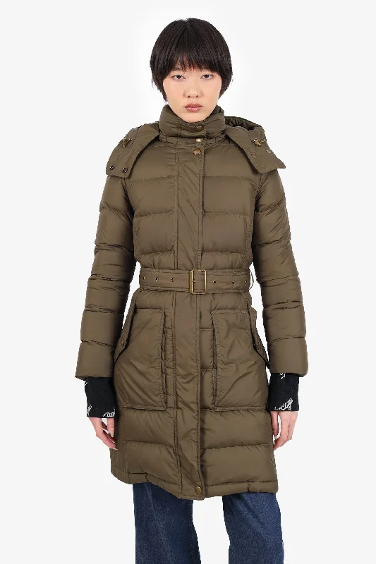 lightweight winter coatBurberry Britt Green Quilted Puffer Jacket with Removable Size XS 'As Is'