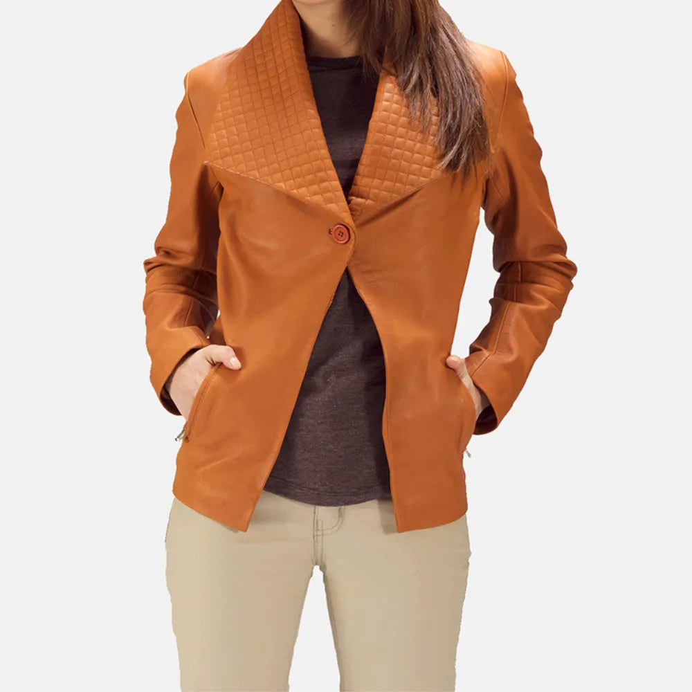 classic bomber jacketWomen's Brown Leather Blazer