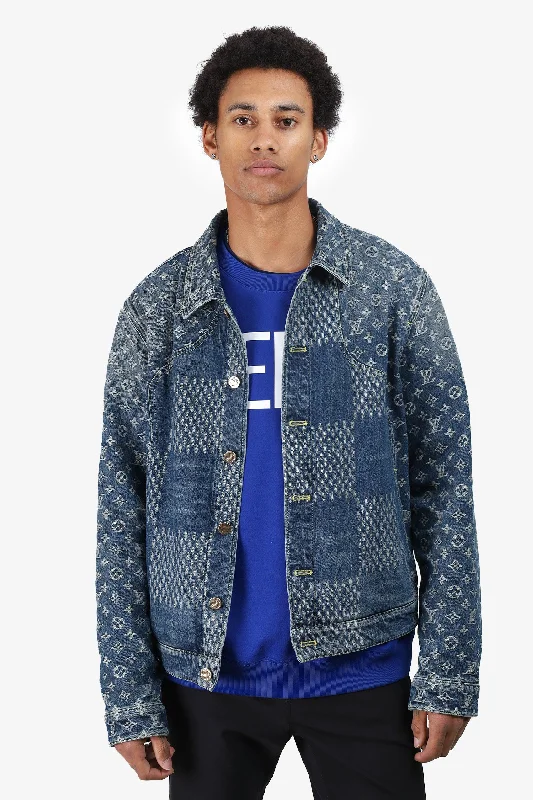 contemporary coatLouis Vuitton x Nigo 2020 Blue Damier Monogram Denim Jacket Size 52 Mens