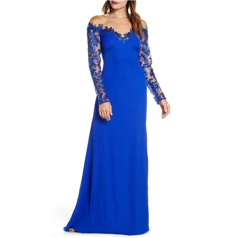 flowy dressTadashi Shoji Womens Crepe Lace A-Line Gown Dress