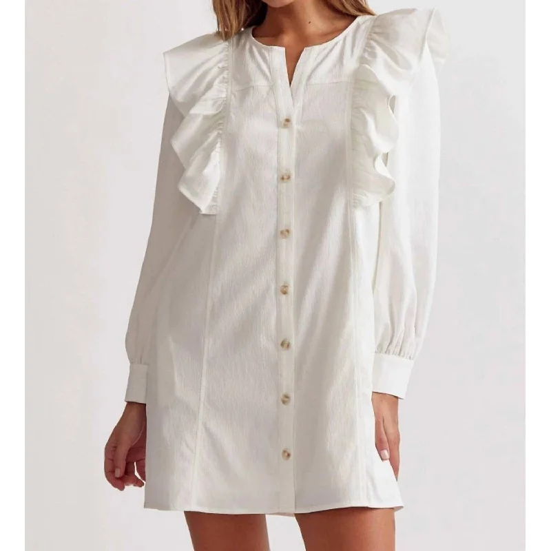 A-line dressEntro - Button Up Ruffle Detail Dress