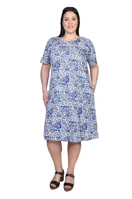 comfy dressLa Cera Cotton Jersey Knit A-Line Dress - Plus Size