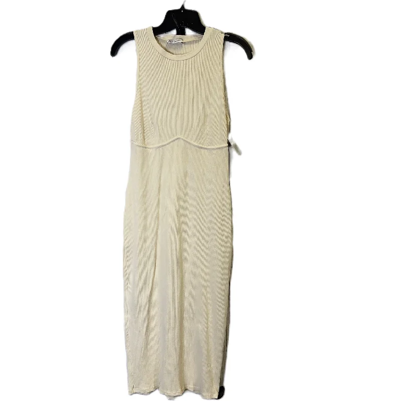 velvet dressDress Casual Midi By Zara In Cream, Size: L