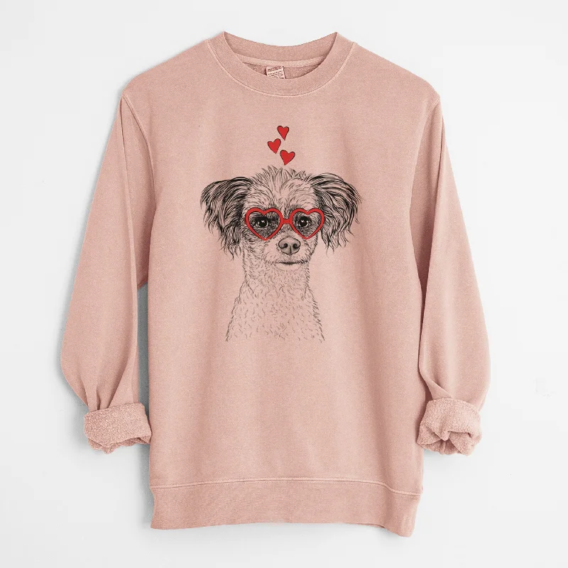 comfy workout sweatshirtValentine Finley the Papillon Mix - Unisex Pigment Dyed Crew Sweatshirt