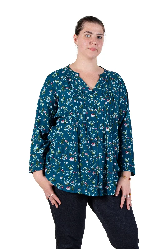 chic shift dressPleat Front Printed Rayon Top - Plus Size