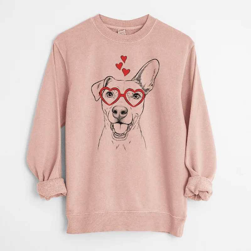 sleek workout sweatshirtValentine Radar the Pitbull Mix - Unisex Pigment Dyed Crew Sweatshirt