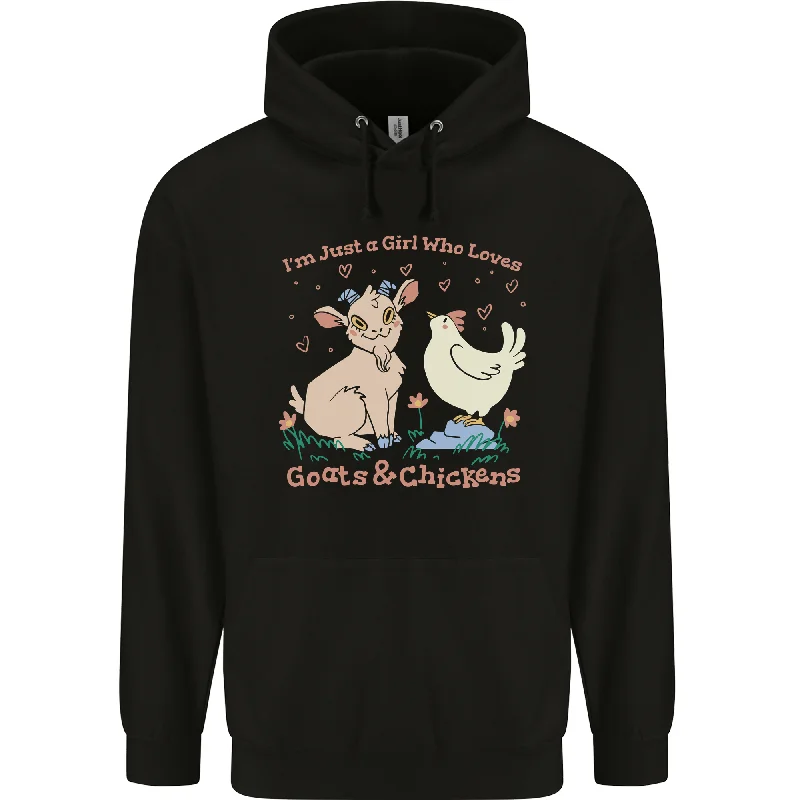 sleek zip-up hoodieA Girl Who Loves Goats Chickens Farmer Mens 80% Cotton Hoodie