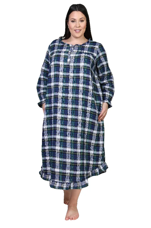 casual knit dressFlannel Plaid Night Gown - Plus Size