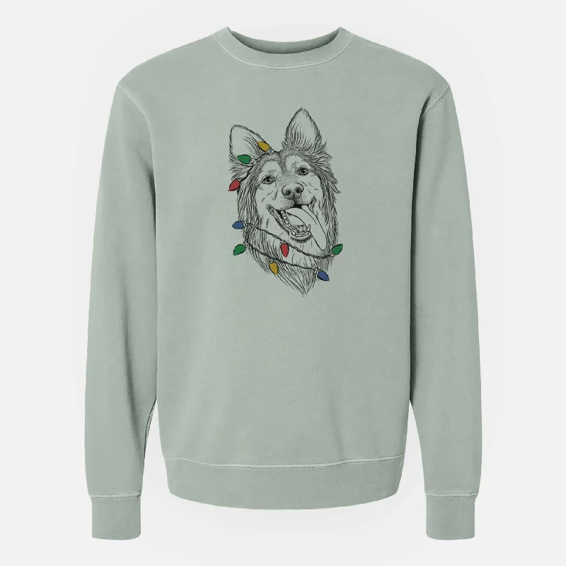 fitted workout hoodieChristmas Lights Rosalie the German Shepherd Mix - Unisex Pigment Dyed Crew Sweatshirt