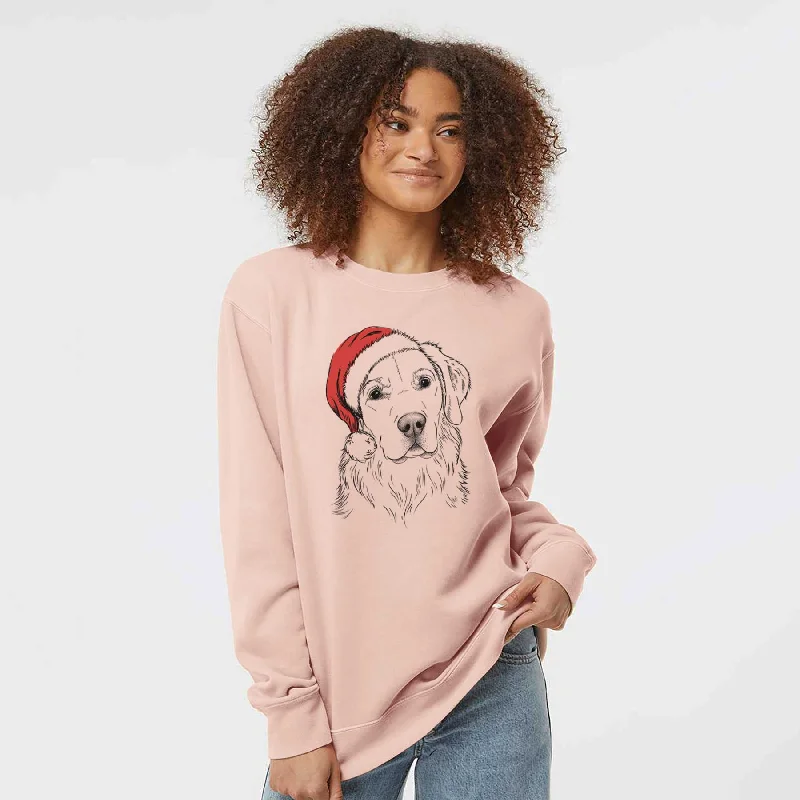 vibrant athletic hoodieSanta Kula the Golden Retriever - Unisex Pigment Dyed Crew Sweatshirt