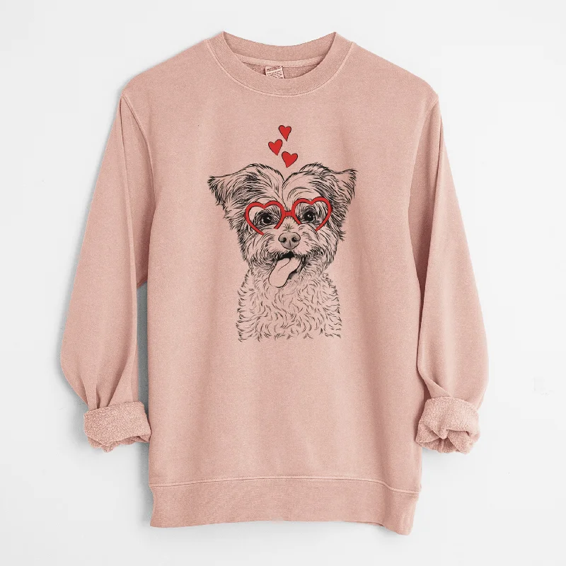 fashionable fitness sweatshirtValentine Sweetie the Terrier Mix - Unisex Pigment Dyed Crew Sweatshirt