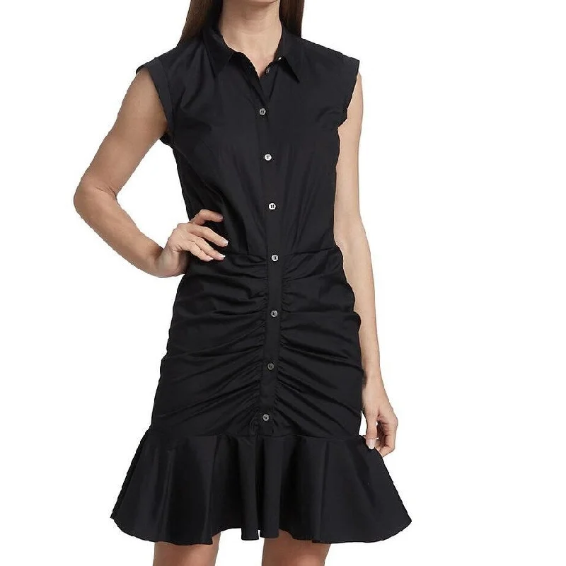 denim dressVeronica Beard Women's Ruched Shirtdress, Black