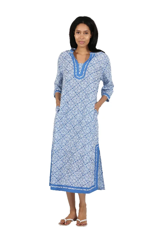 draped dressLa Cera 100% Cotton Geo Printed Caftan