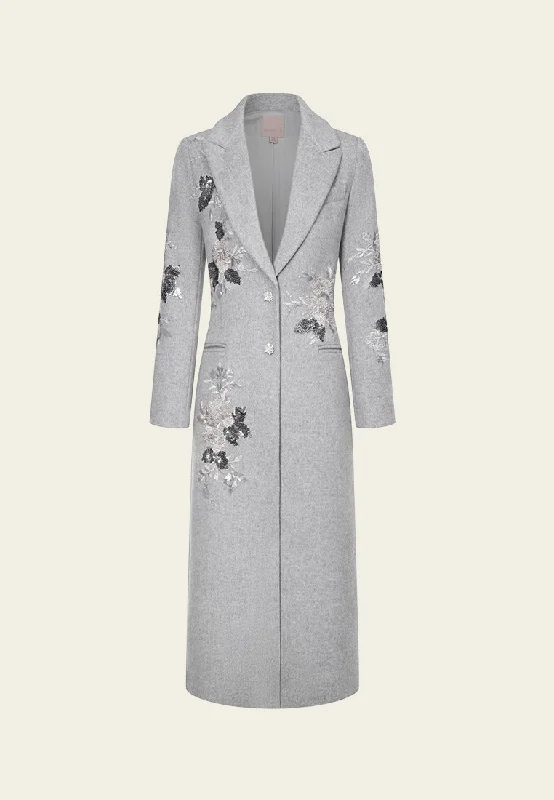 warm trench coatSequin-detail Lurex-embroidery Maxi-length Wool Coat