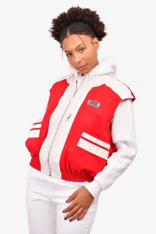 windproof jacketGucci Red/White Cotton 'Gilet' Vest Size XS